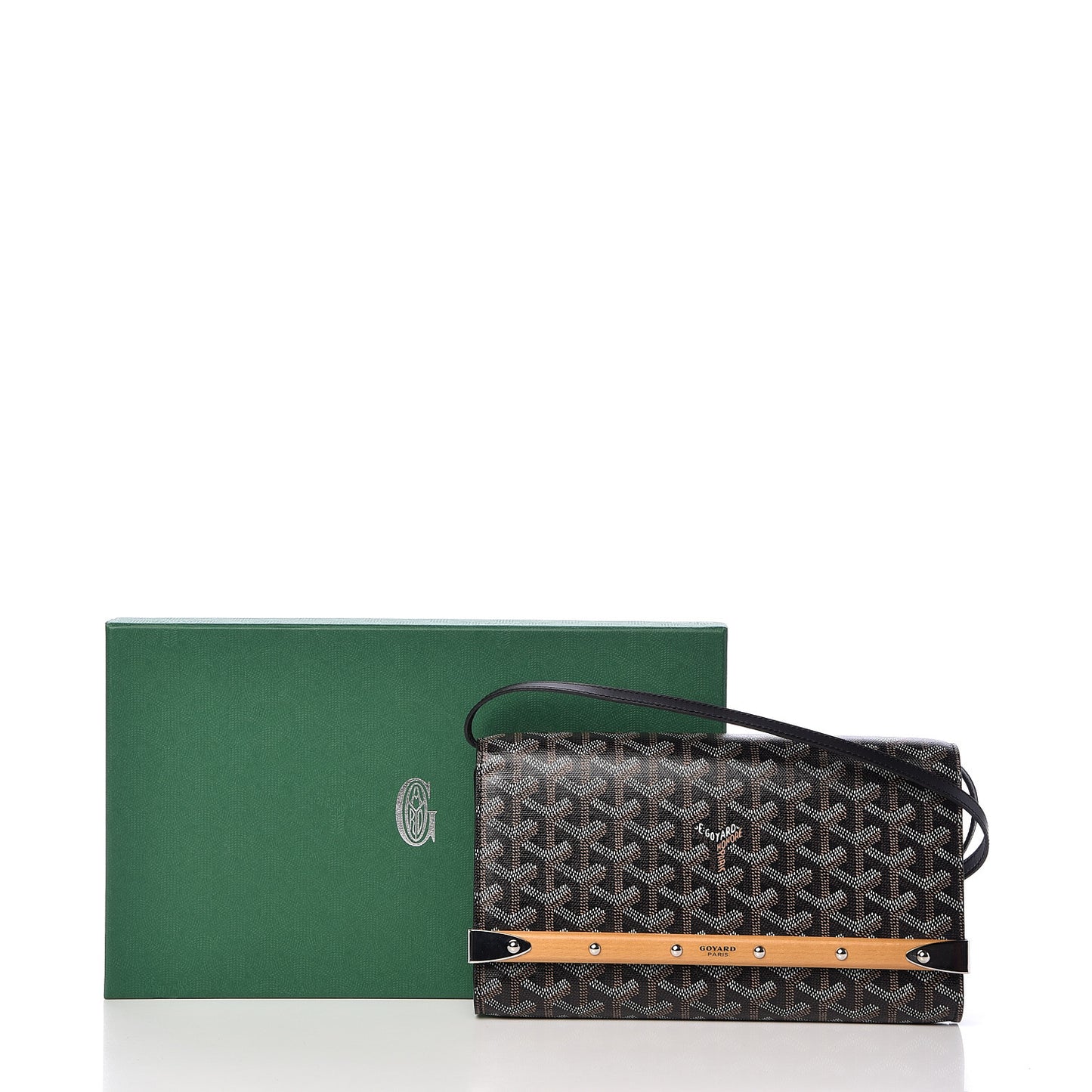 Goyardine Monte Carlo Bois Clutch With Strap Black
