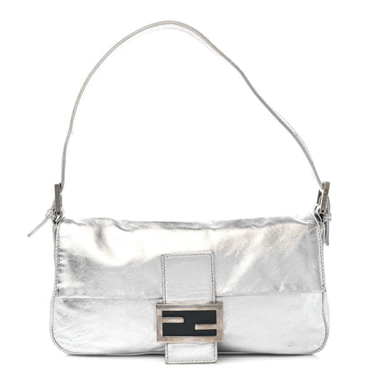 Fendi Metallic Calfskin Baguette Silver 1 of 14