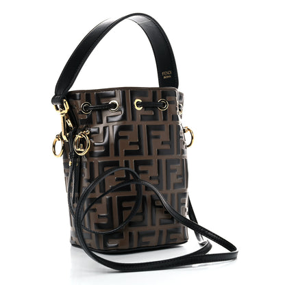 Fendi Vitello Liberty F is Fendi Bi-Color FF 1974 Embossed Mini Mon Tresor Bucket Bag Maya Black 3 of 13
