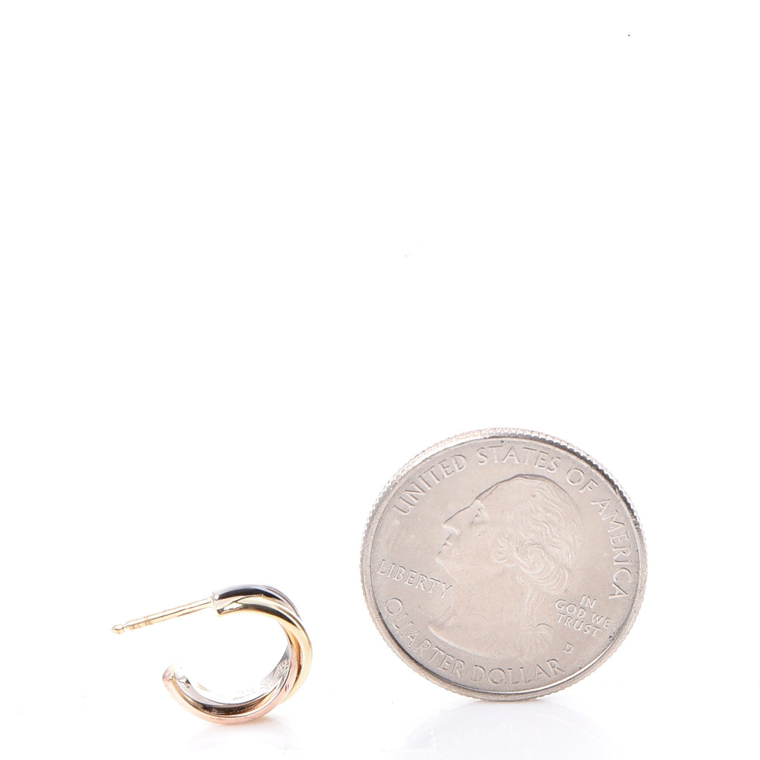 Cartier 18K Pink Yellow White Gold 13mm Trinity Hoop Earrings 2 of 6
