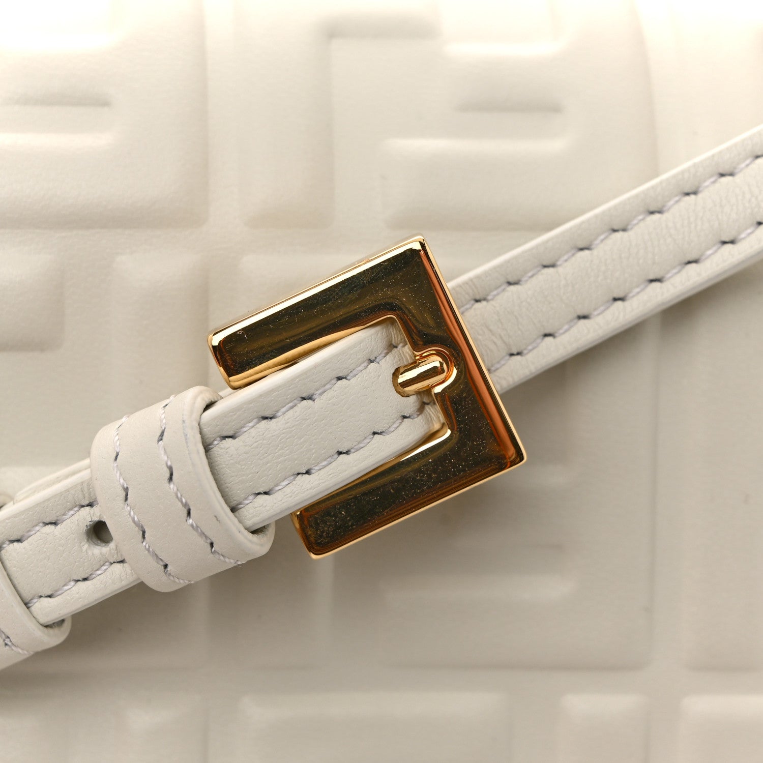Fendi Nappa Matisse FF Embossed Wallet On Chain Baguette White 14 of 14
