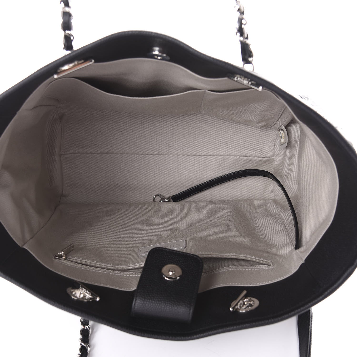 Chanel Glazed Calfskin Small Deauville Tote Black 5 of 10