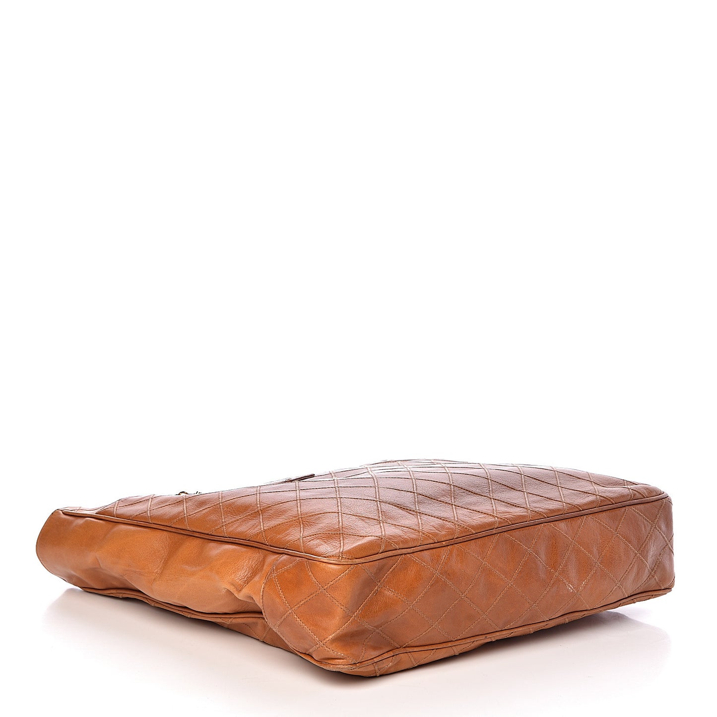 Lambskin Diamond Embossed Shopping Tote Brown