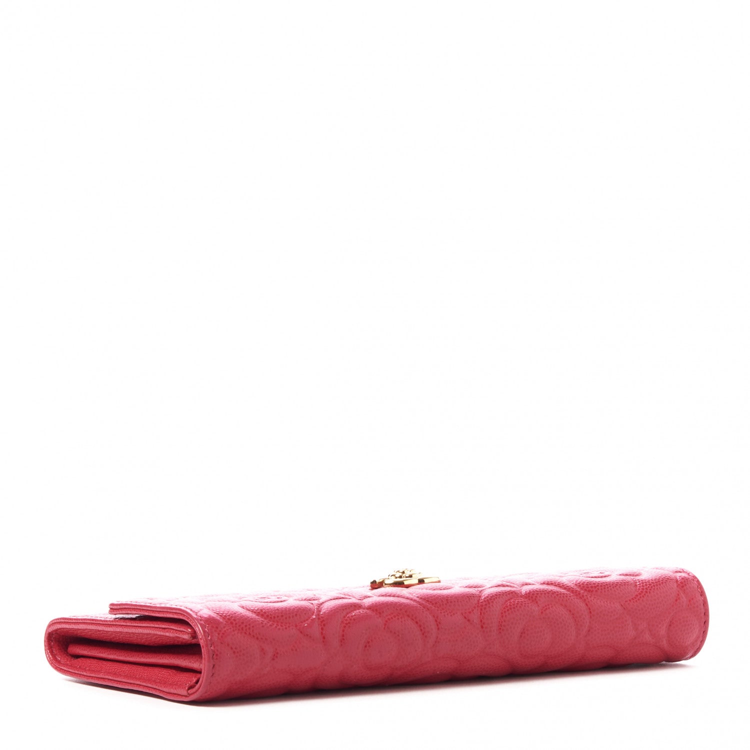 Chanel Caviar Camellia Embossed Flap Wallet Fuschia 3 of 9