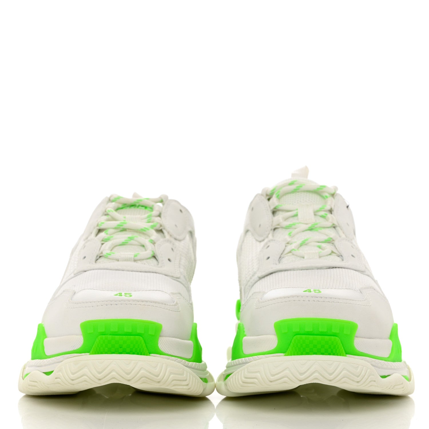 Balenciaga Fabric Mesh Mens Triple S Sneakers 45 White Fluo Green 2 of 9