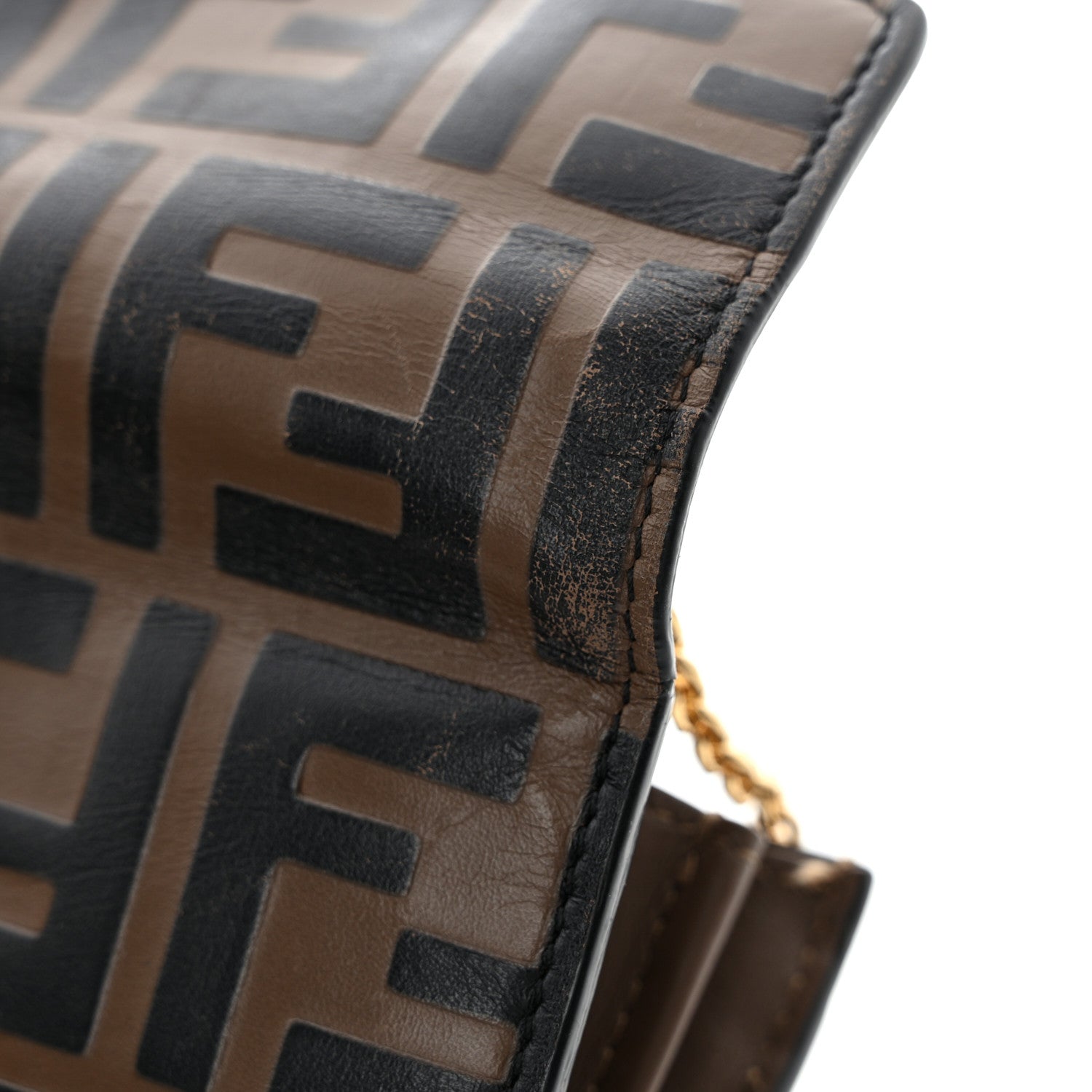 Fendi Vitello Soft F is Fendi Bi-Color FF 1974 Embossed Continental Envelope Wallet On Chain Maya Black 13 of 14
