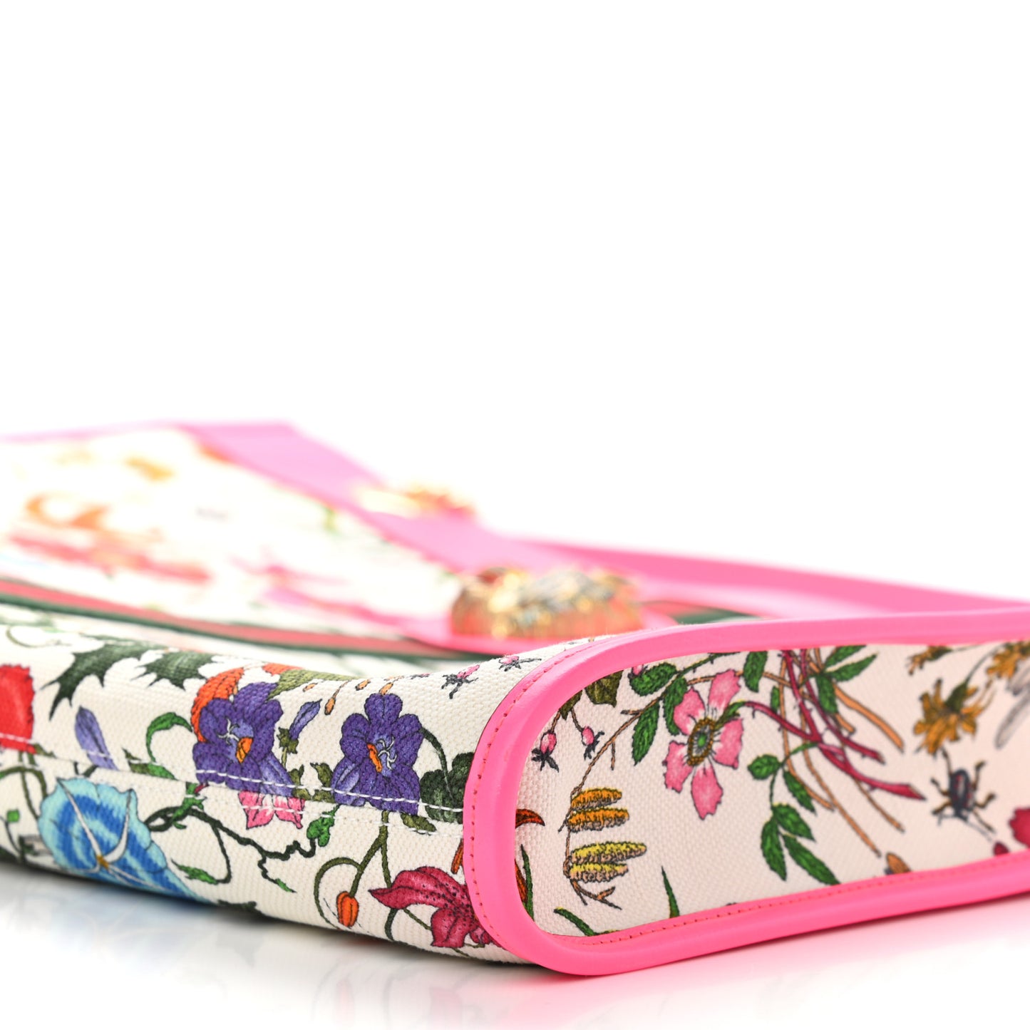 Canvas Flora Large Rajah Chain Tote White Multicolor Fuxia Fluo