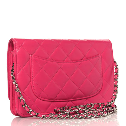 Chanel Lambskin Quilted Wallet On Chain WOC Dark Pink 3 of 13