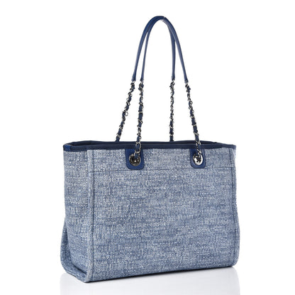 Chanel Woven Straw Raffia Small Deauville Tote Blue 3 of 8