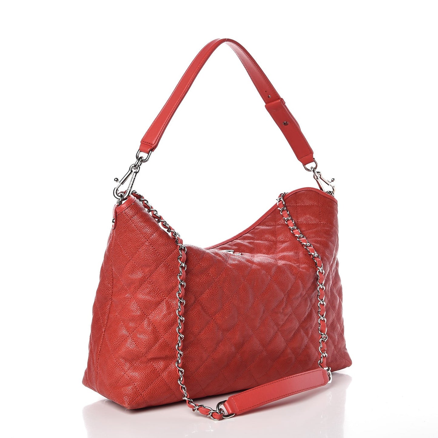 Caviar Quilted French Riviera Hobo Red