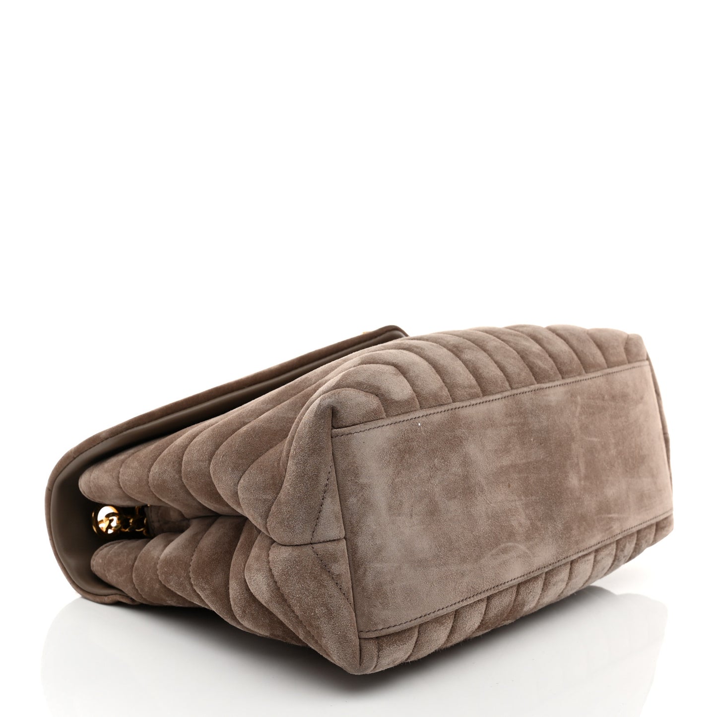 Suede Y Quilted Monogram Medium Loulou Chain Satchel Taupe