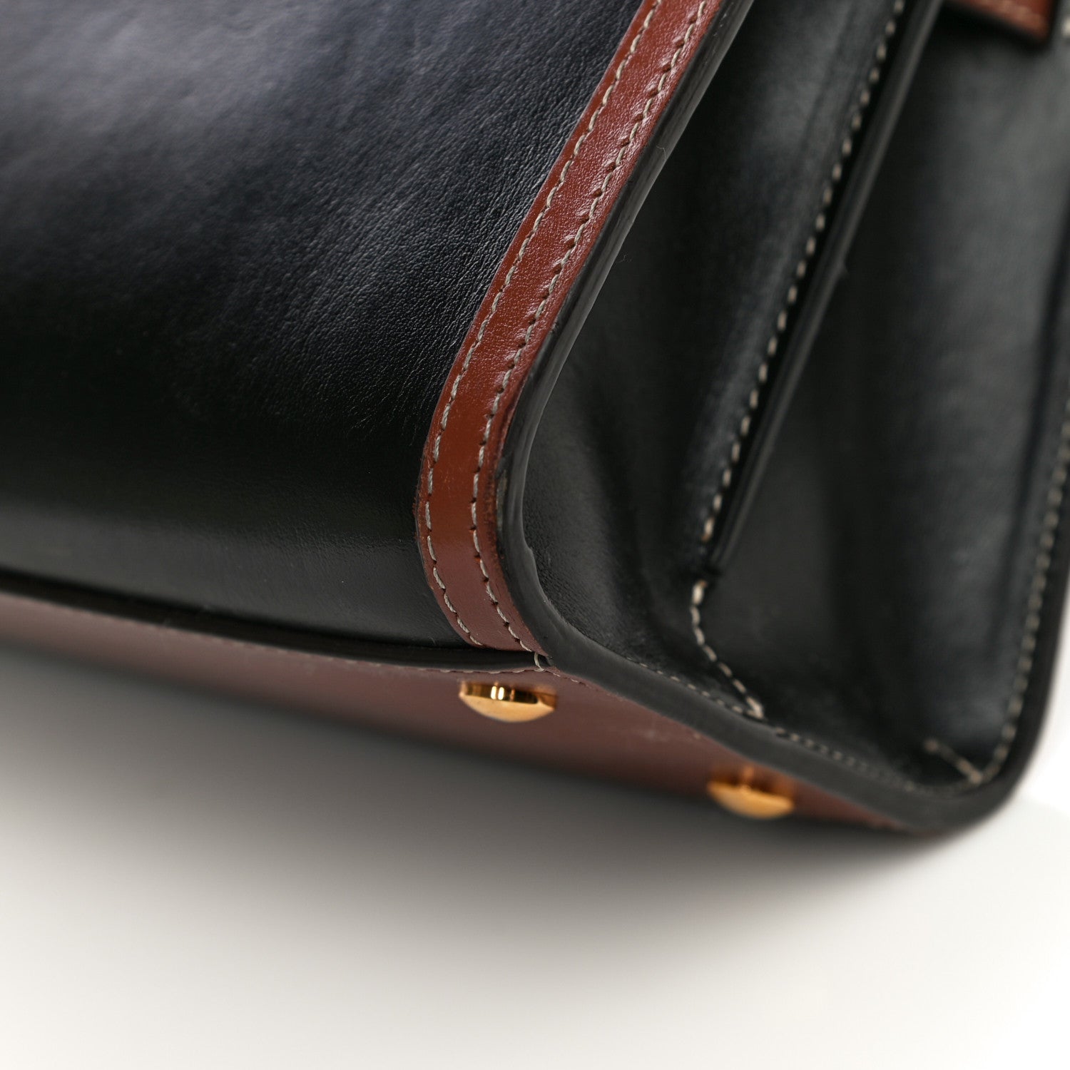 Burberry Calfskin Vintage Check Mini Two Handle Title Bag Black 10 of 24