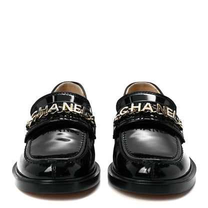 Chanel Shiny Calfskin Logo Loafers 37 Black 2 of 7
