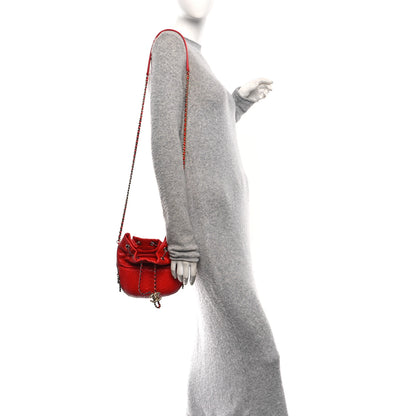 Chanel Snakeskin Calfskin Gabrielle Bucket Red 2 of 10