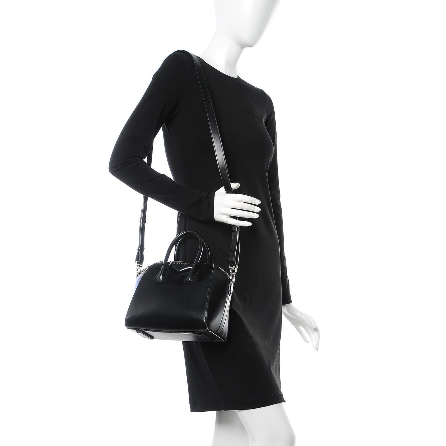 Shiny Lord Calfskin Mini Antigona Black