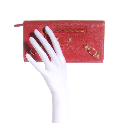 Balenciaga Agneau Giant Gold Money Wallet Rouge Cardinal 2 of 7