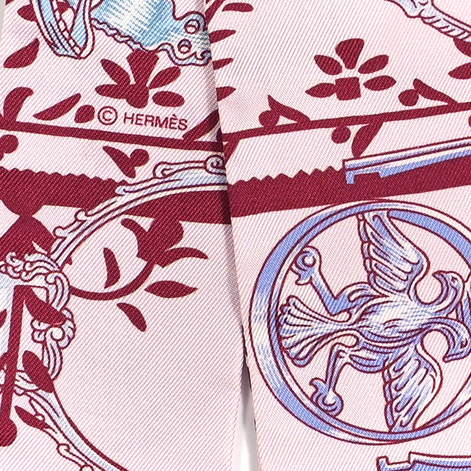 Hermes Silk Etriers Remix Twilly Rose Pale Bordeaux 4 of 4