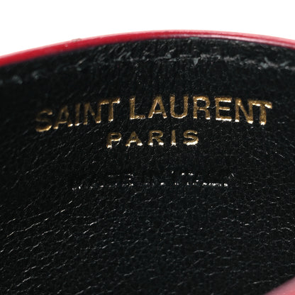 Saint Laurent Grain De Poudre Matelasse Chevron Monogram Credit Card Case Rouge Eros 6 of 15
