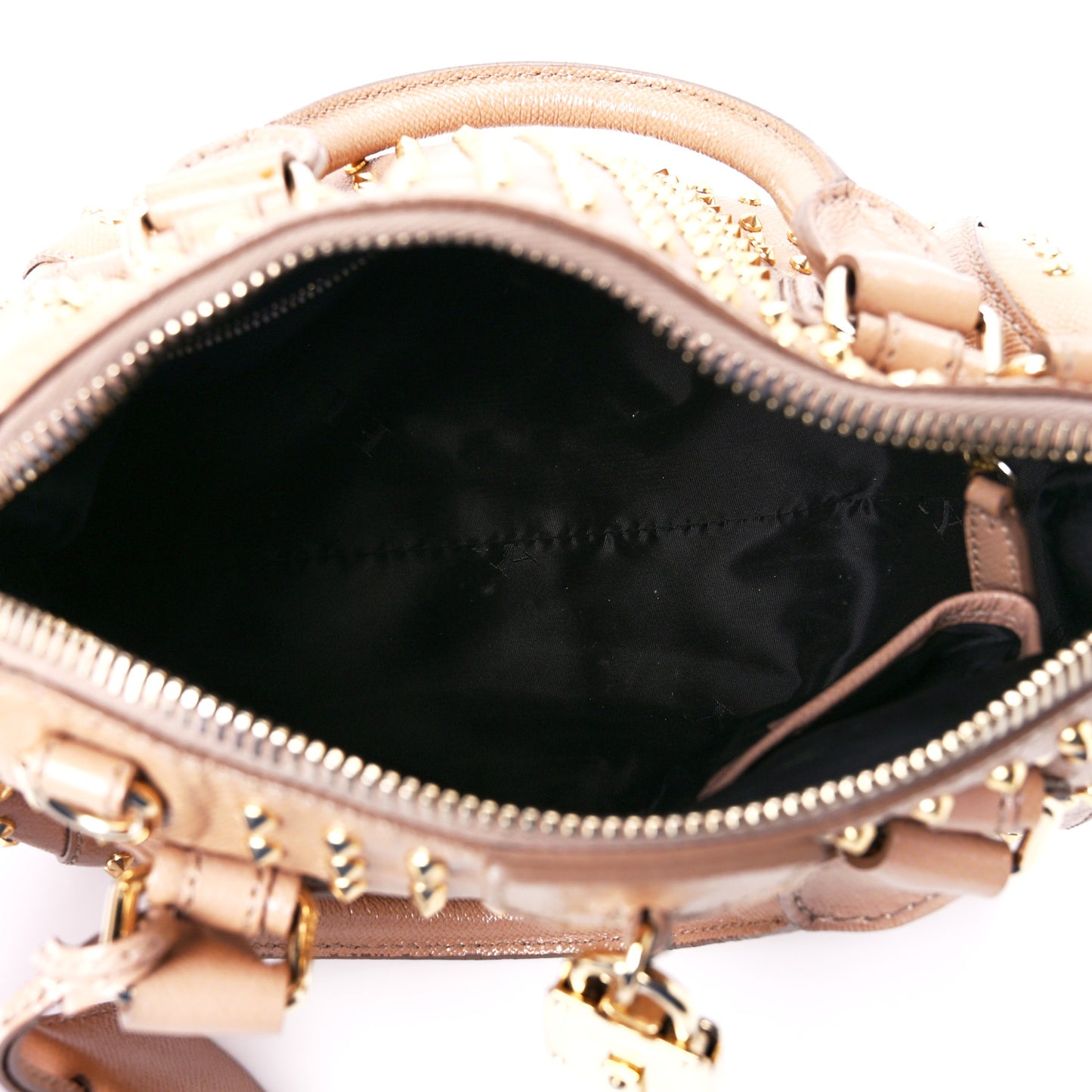 Patent Calfskin Studded Small Blaze Bowler Bag Oyster Pink