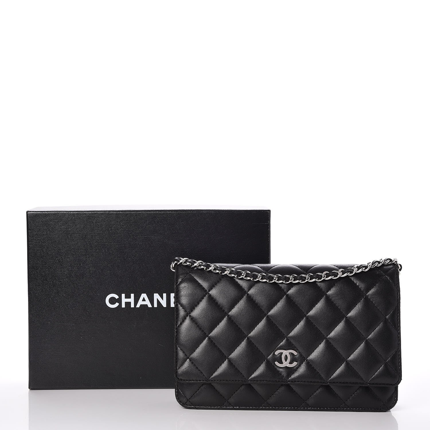 Chanel Lambskin Quilted Wallet On Chain WOC Black 9 of 9