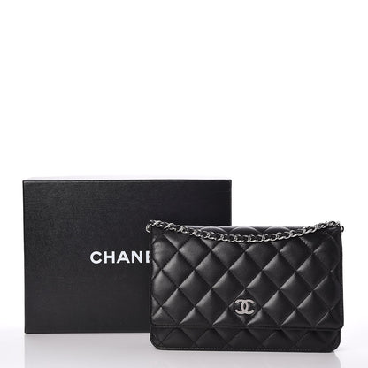 Chanel Lambskin Quilted Wallet On Chain WOC Black 9 of 9