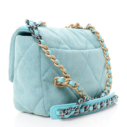 Chanel Denim Quilted Medium Chanel 19 Flap Light Blue 4 of 12