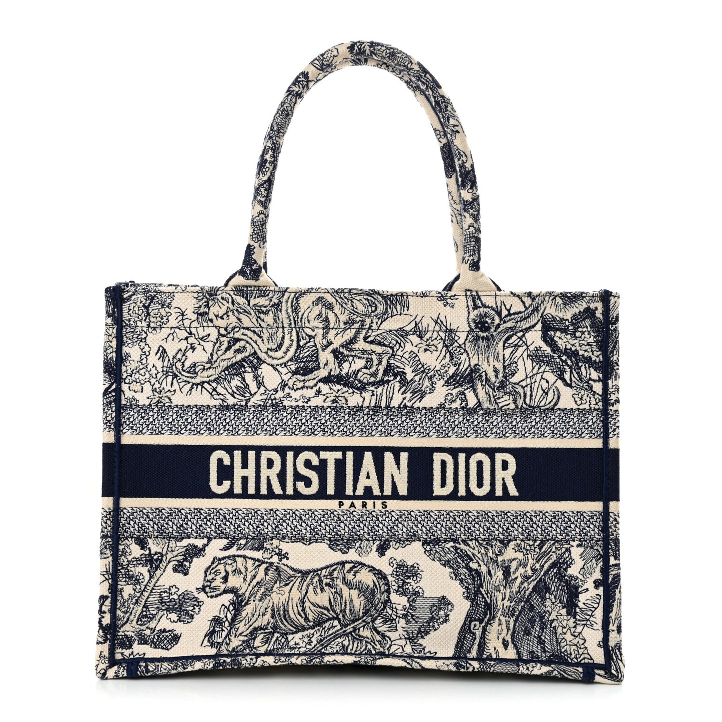Canvas Embroidered Medium Dioriviera Toile De Jouy Book Tote Blue