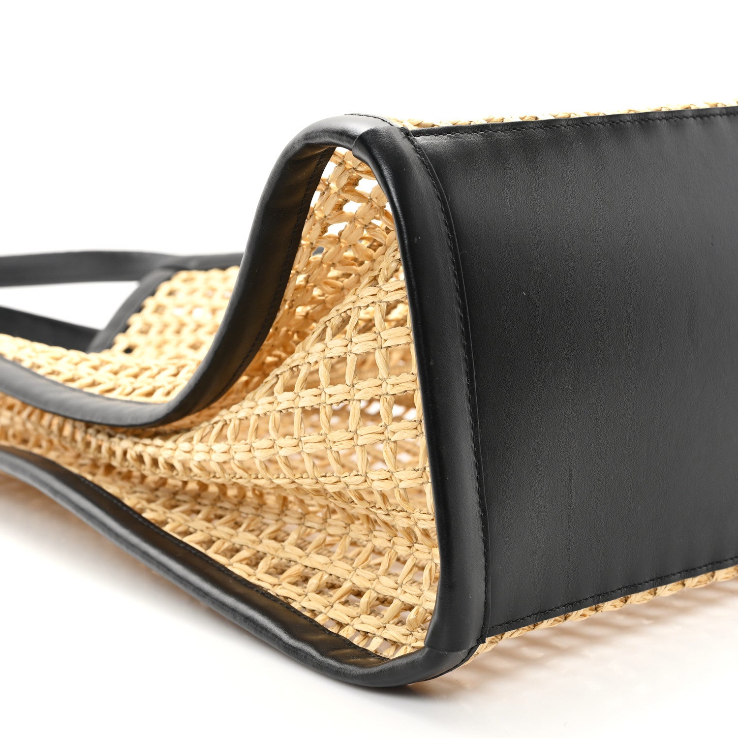 Khaite Raffia Calfskin June Cutout Palm Tote Natural Black 8 of 9