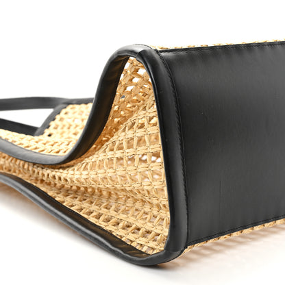 Khaite Raffia Calfskin June Cutout Palm Tote Natural Black 8 of 9