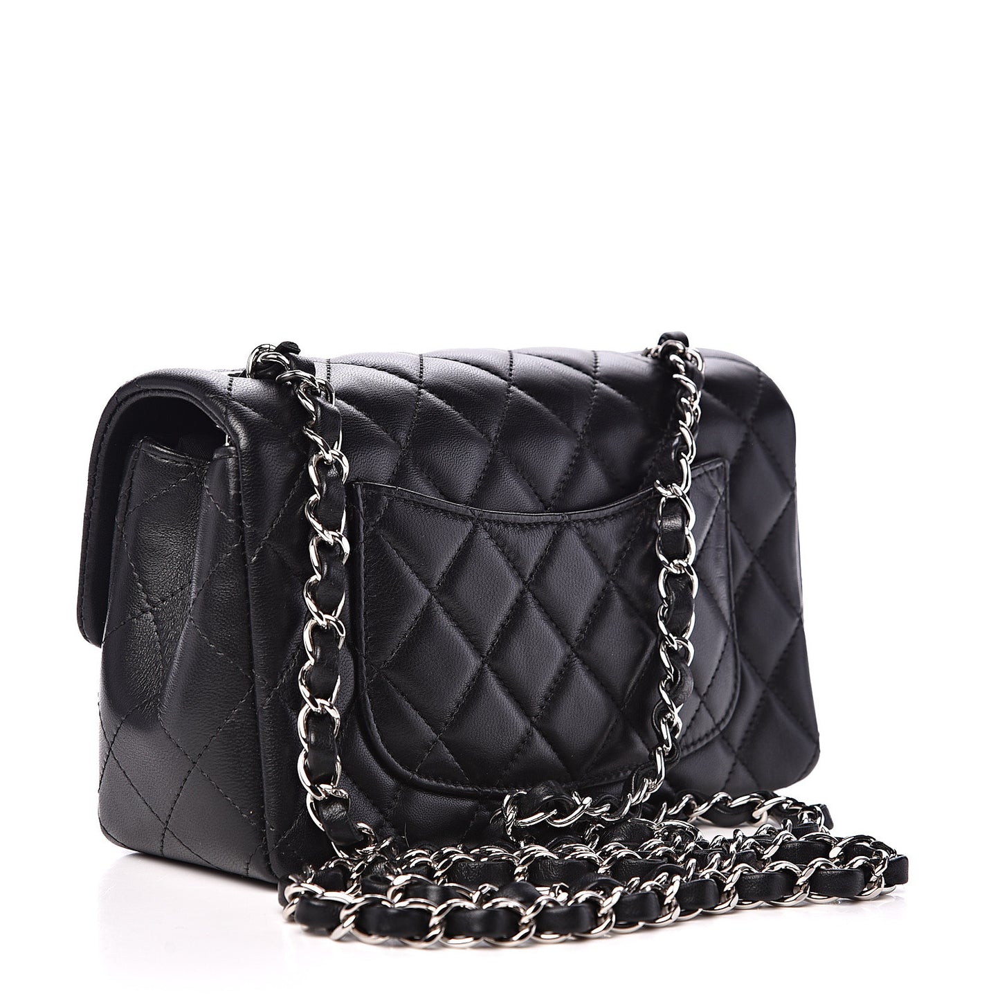 Lambskin Quilted Mini Rectangular Flap Black