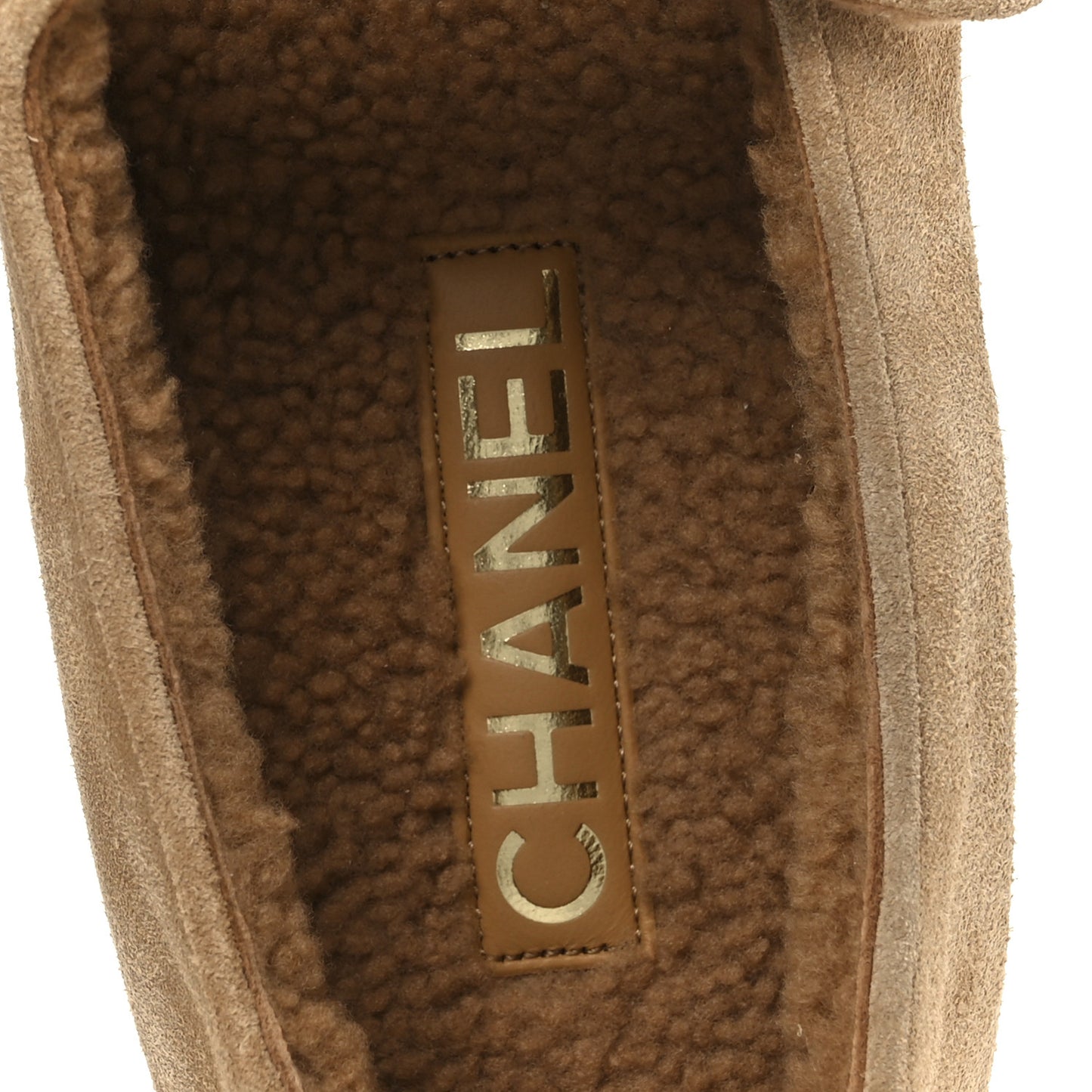 Suede Cap Toe CC Mary Jane Flats 36.5 Beige