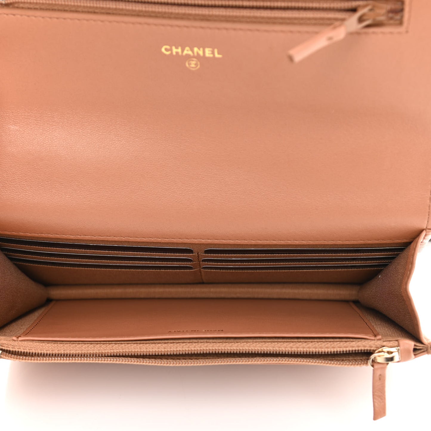 Lambskin Quilted Chanel 19 Wallet On Chain WOC Brown
