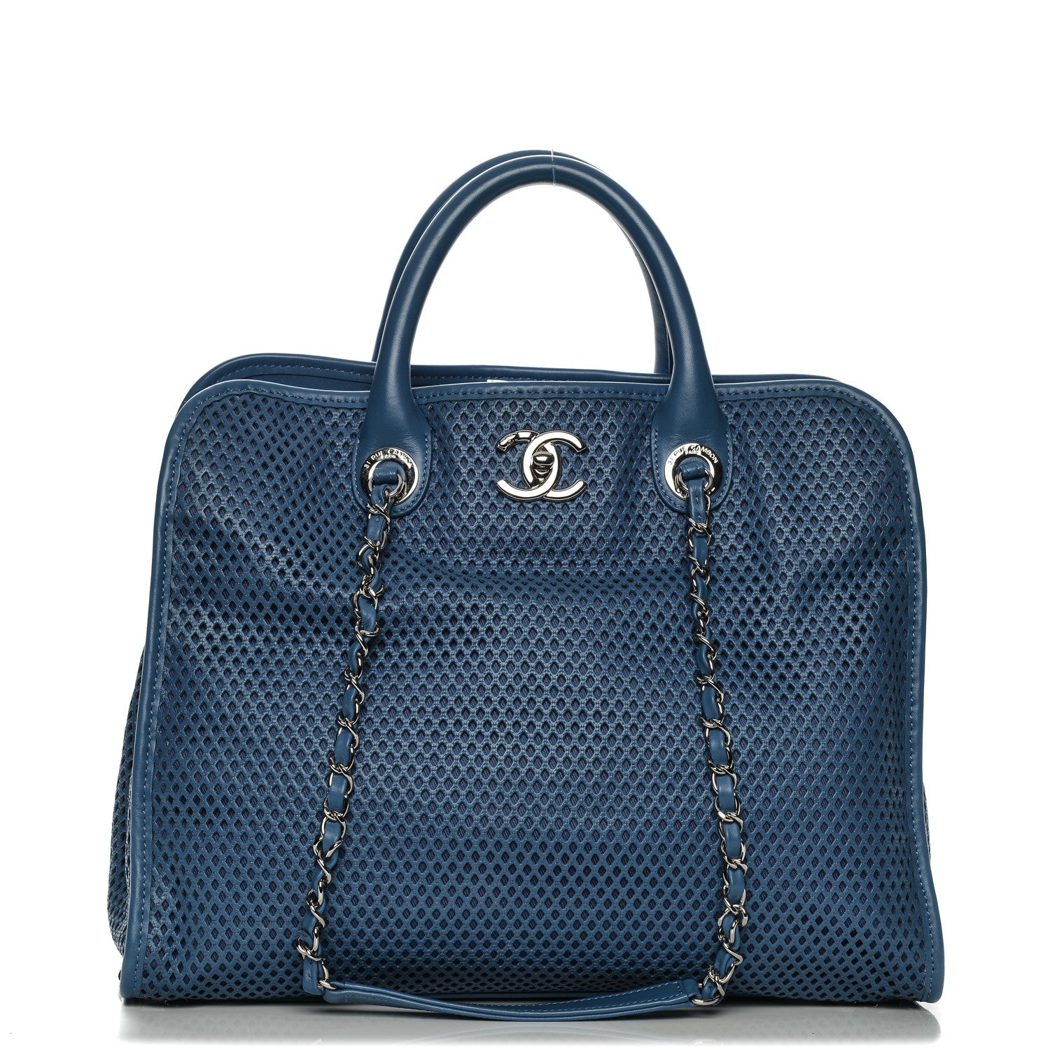 Chanel Calfskin Perforated Up In The Air Tote Dark Blue 1 of 7