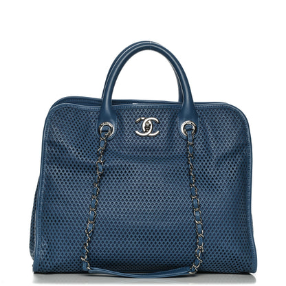 Chanel Calfskin Perforated Up In The Air Tote Dark Blue 1 of 7