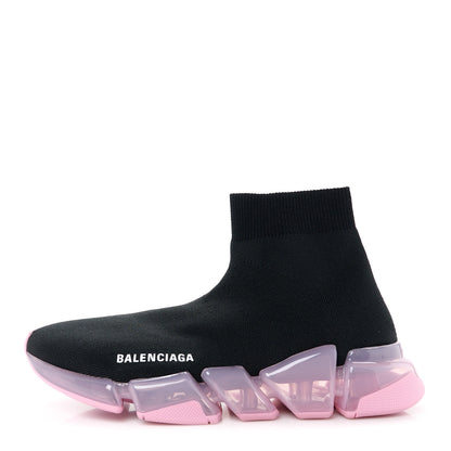 Balenciaga Technical 3D Recycled Knit Bi-Color Womens Speed 2.0 Transparent Sole Sneakers 38 Black Light Pink 1 of 9