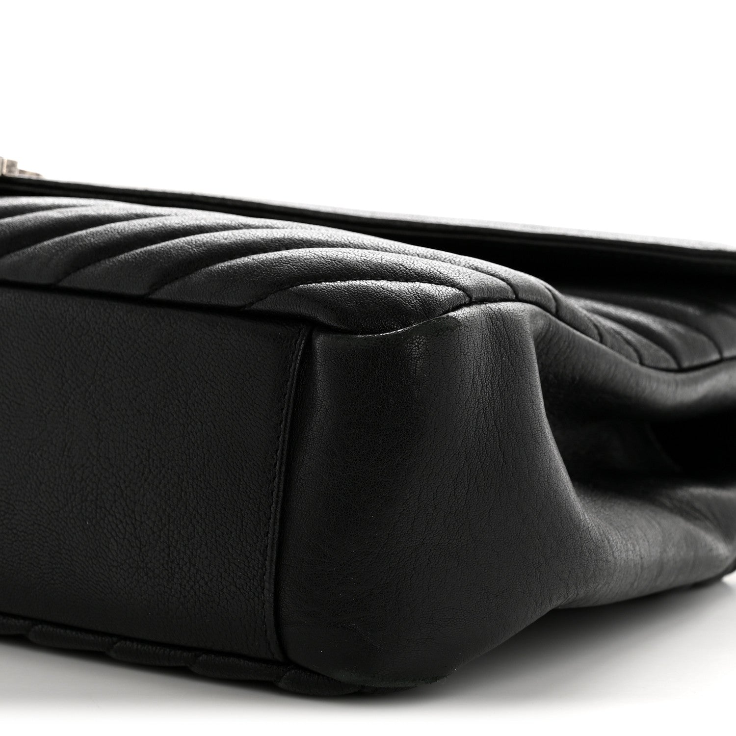 Saint Laurent Sheepskin Matelasse Chevron Monogram Large College Satchel Black 10 of 14