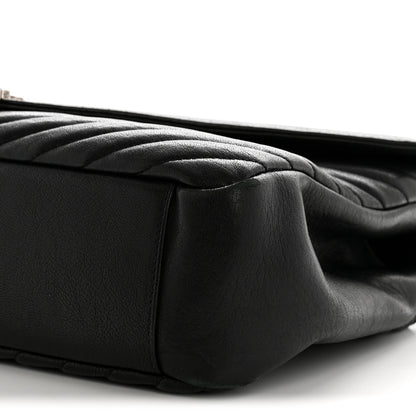 Saint Laurent Sheepskin Matelasse Chevron Monogram Large College Satchel Black 10 of 14