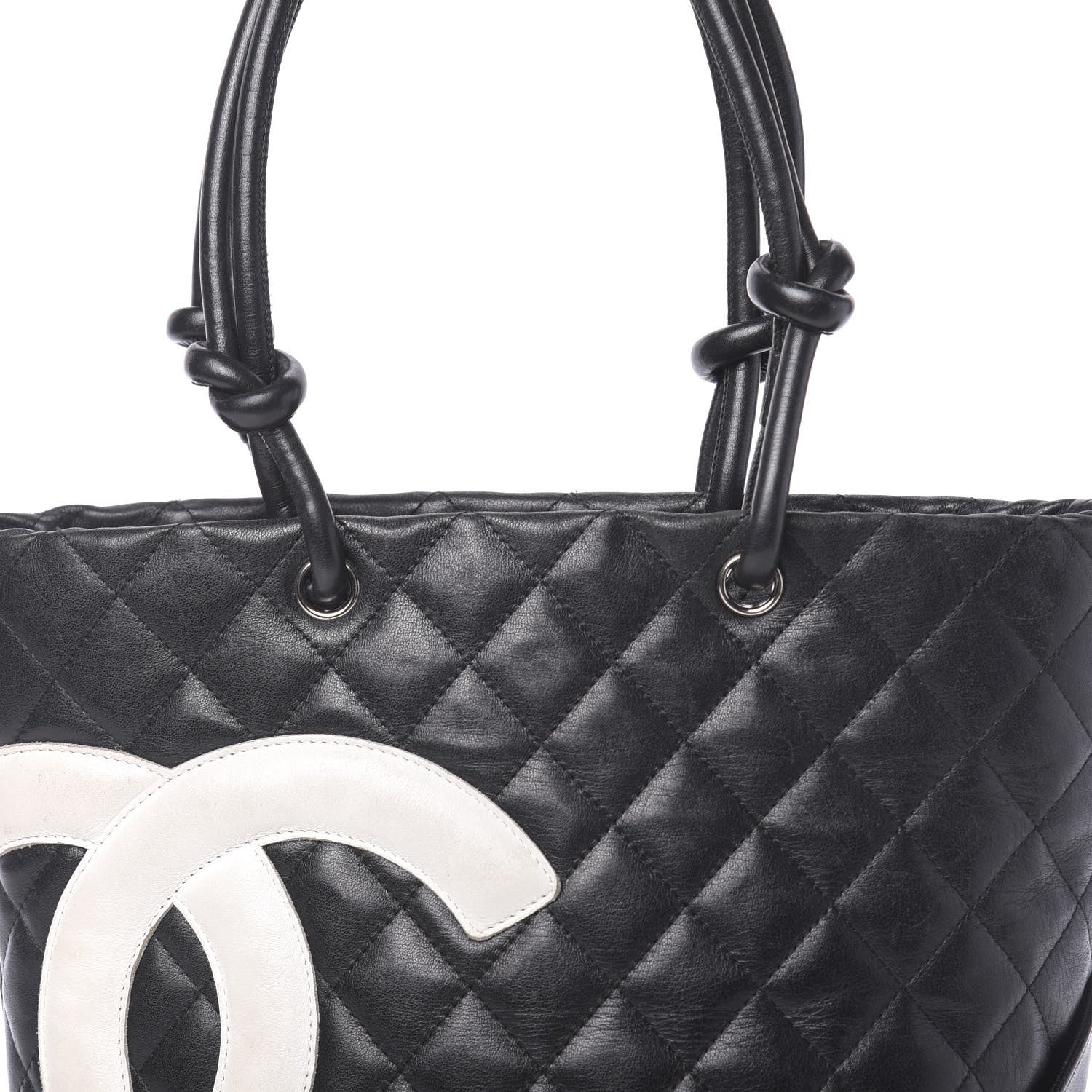 Chanel Calfskin Quilted Medium Cambon Tote Black White 12 of 15