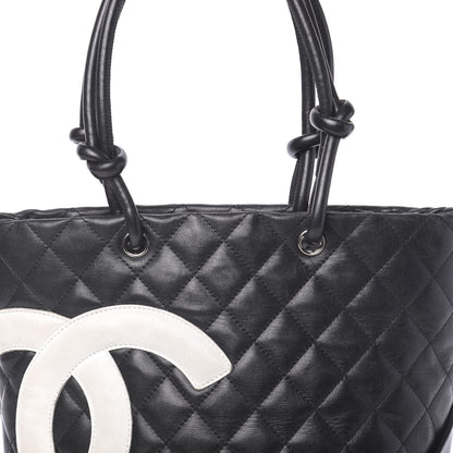 Chanel Calfskin Quilted Medium Cambon Tote Black White 12 of 15