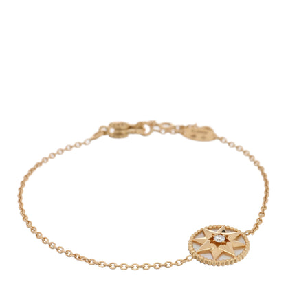 Christian Dior 18K Yellow Gold Diamond Mother of Pearl Rose Des Vents Bracelet 1 of 3