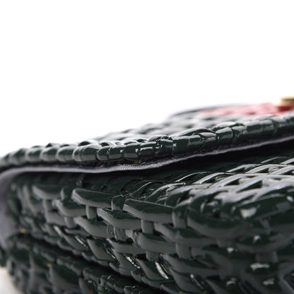 Gucci Glazed Wicker Stripe Small Cestino Shoulder Bag Green 12 of 12