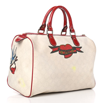 Gucci Coated Canvas Monogram Medium Tattoo Birds Joy Boston Off White Red 2 of 4