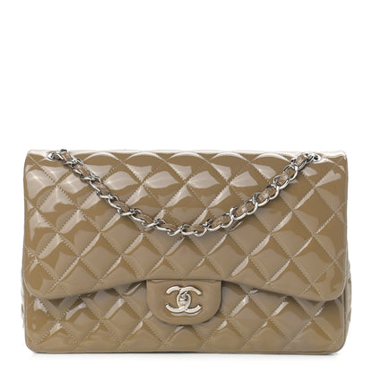Chanel Patent Calfskin Quilted Jumbo Double Flap Grey 1 of 14