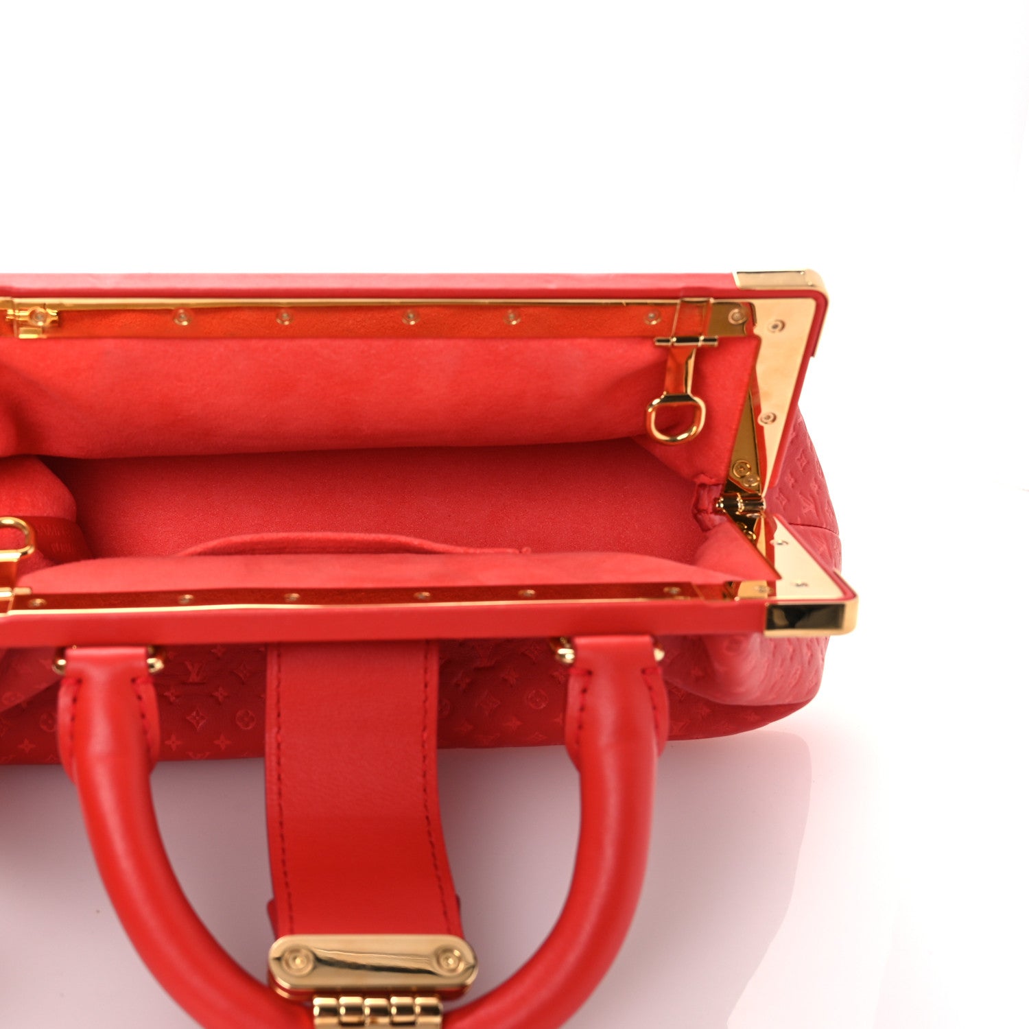 Louis Vuitton Calfskin Nanogram Embossed Clutch Red 5 of 11