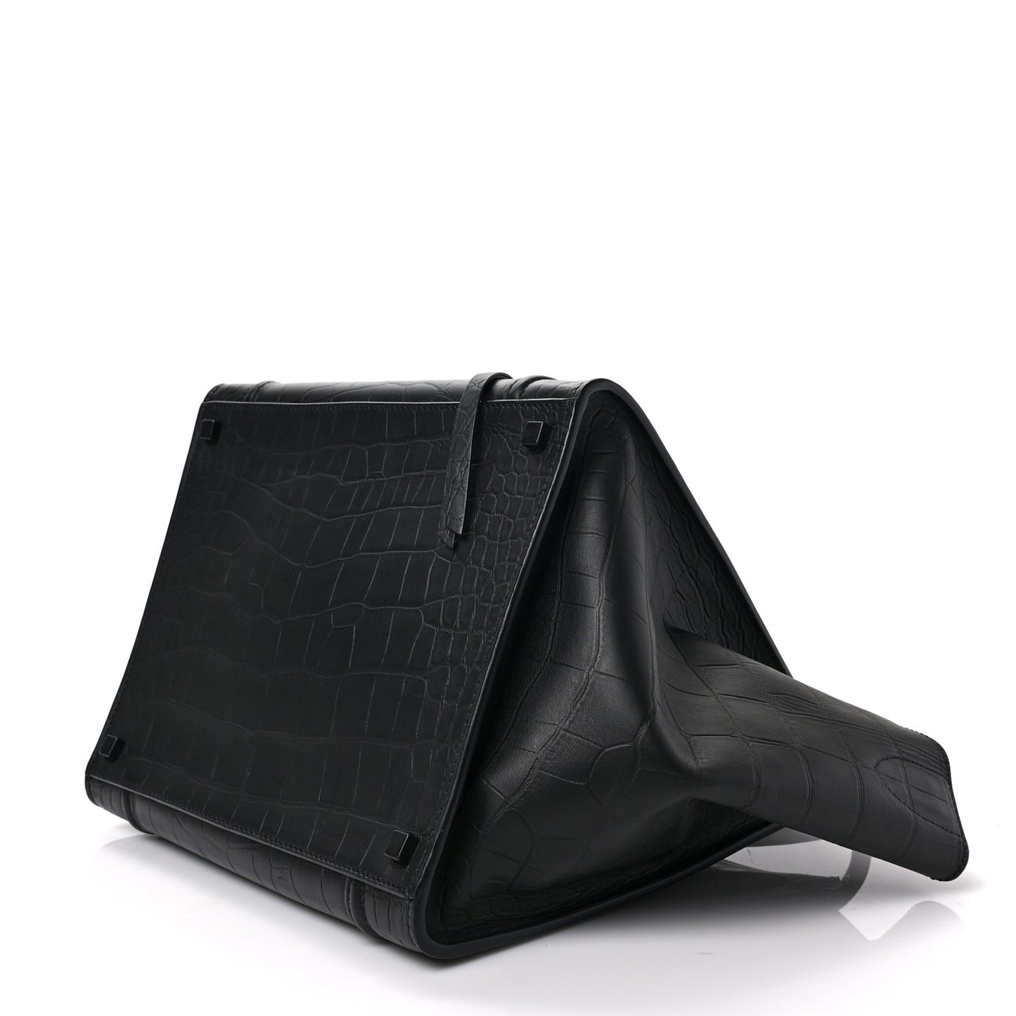 Crocodile Embossed Calfskin Medium Phantom Luggage Black