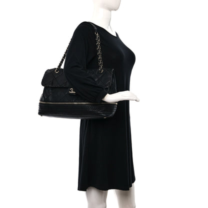 Chanel Calfskin Stitched Large Expandable Flap Bag Black 2 of 15