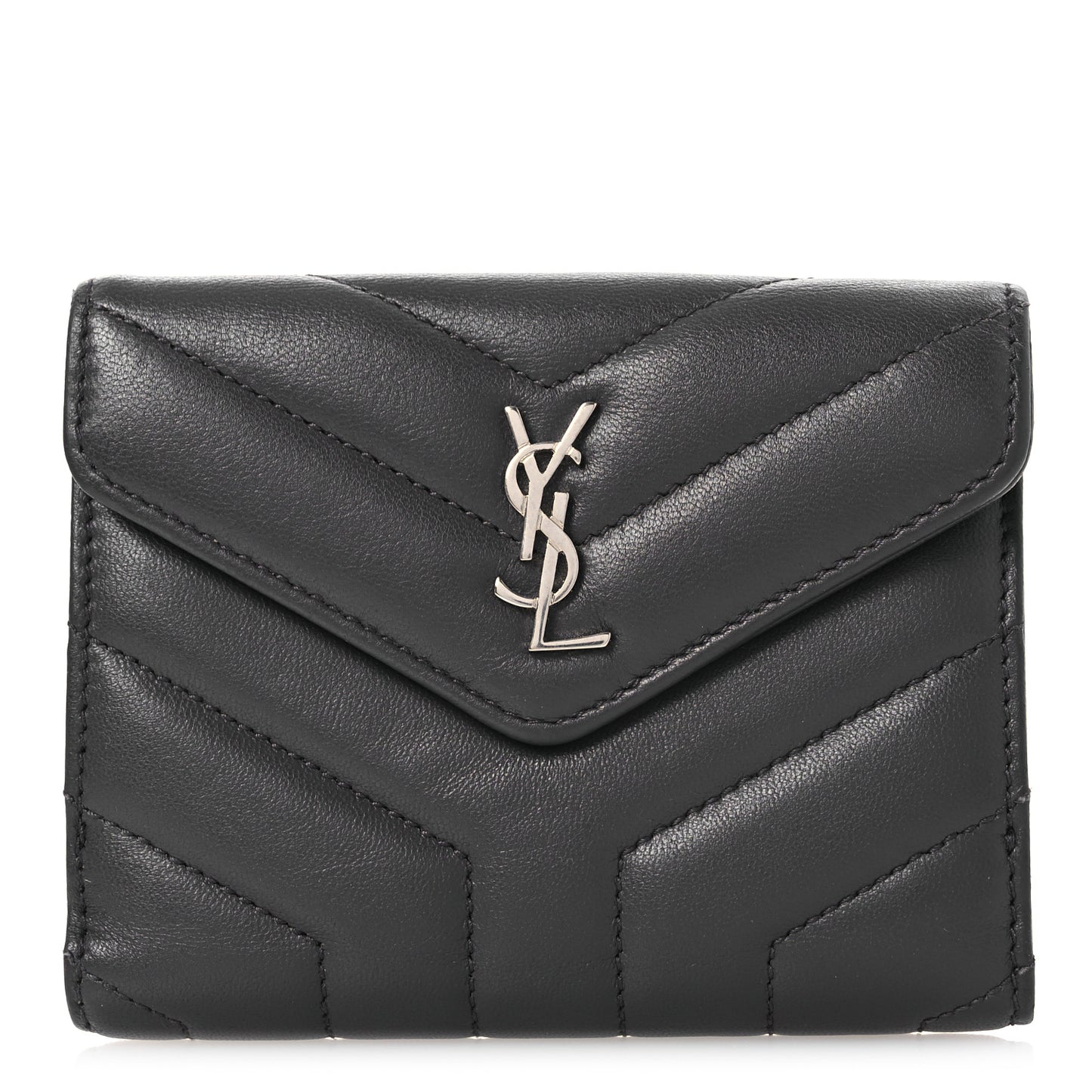 Lambskin Y Quilted Monogram Compact Loulou Wallet Asphalt
