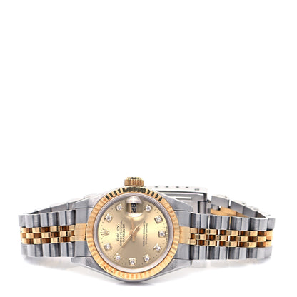 Rolex Stainless Steel 18K Yellow Gold Diamond 26mm Oyster Perpetual Datejust Watch Champagne 69173 2 of 4