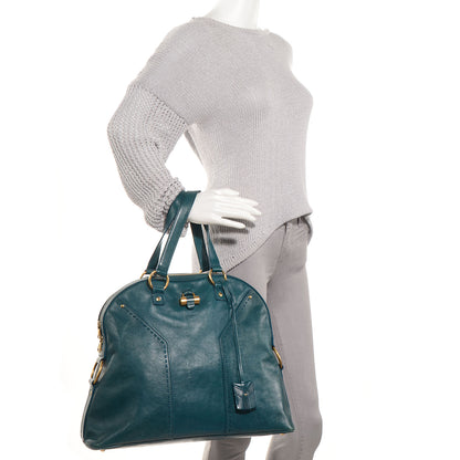 Saint Laurent Leather Oversized Muse Turquoise 2 of 9