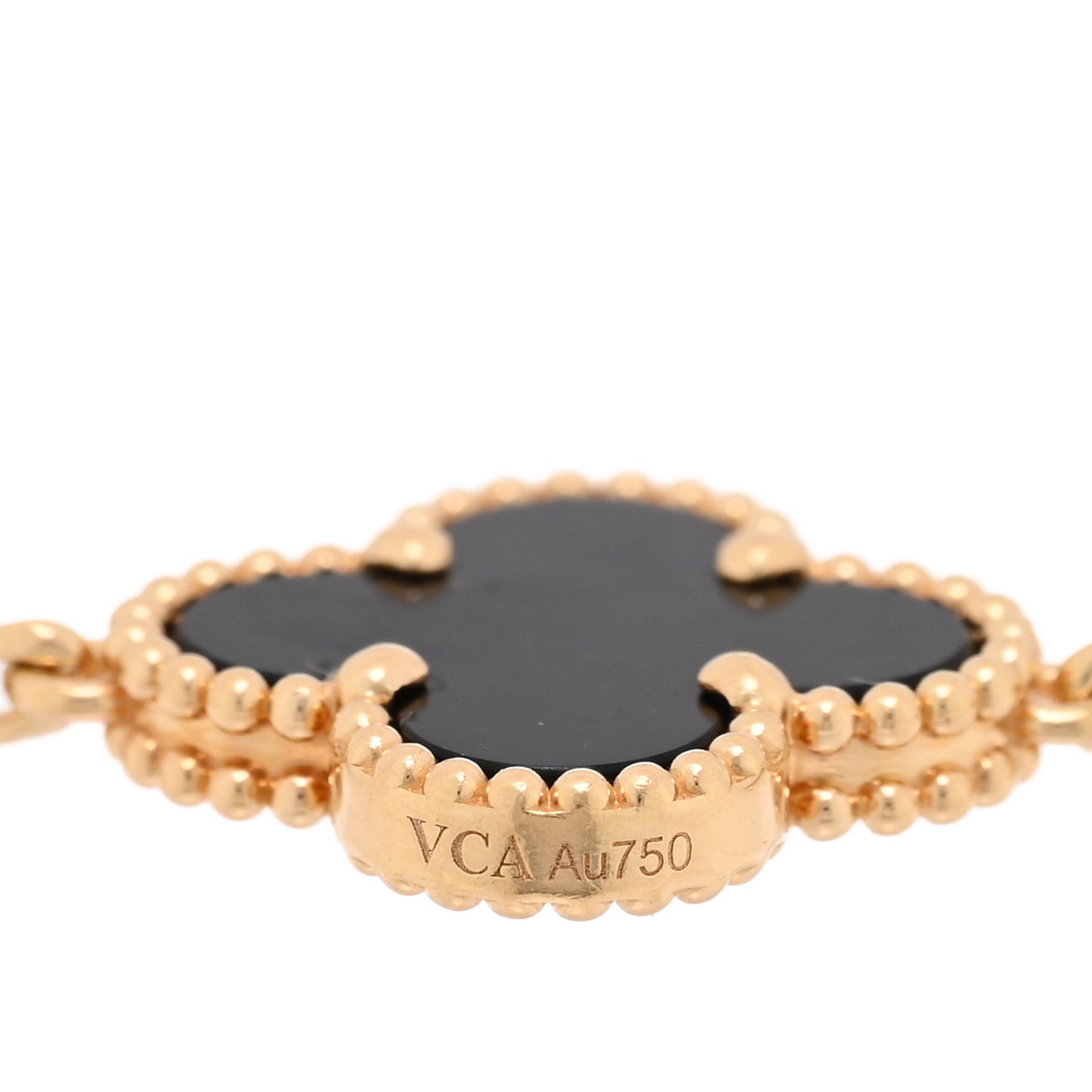 18K Yellow Gold Black Onyx 5 Motifs Vintage Alhambra Bracelet